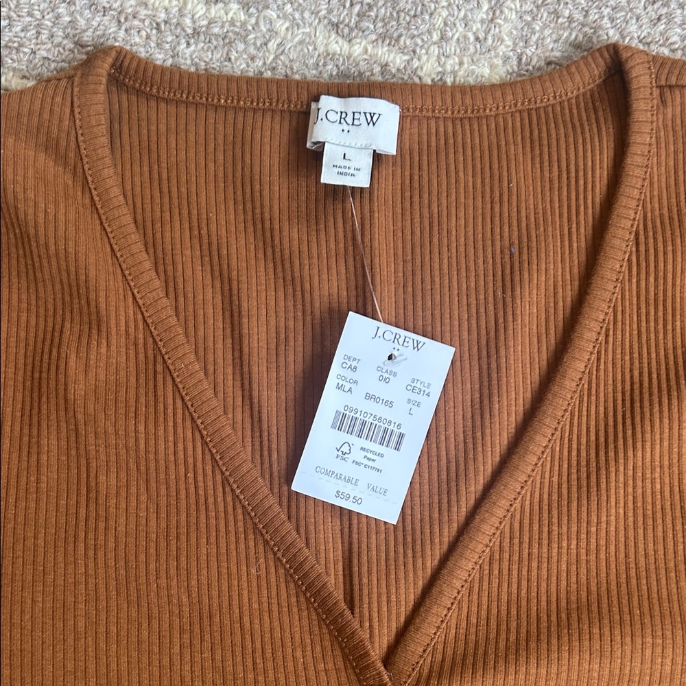 J. Crew Women's Brown V-Neck Henley